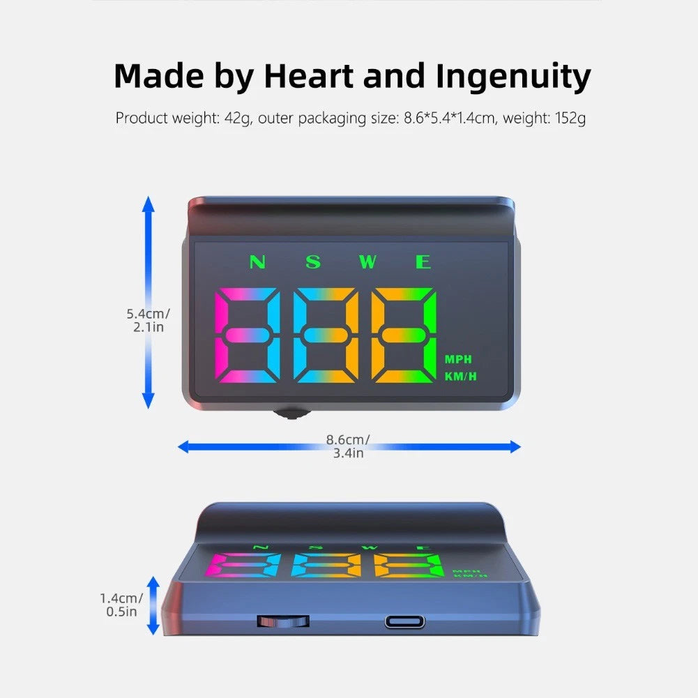 GPS Heads Up Display HUD Digital Speedometer with Alarm Feature for Cars