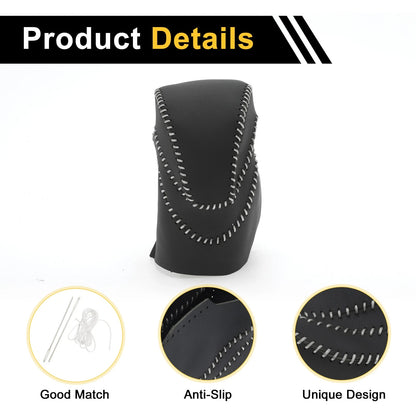 Car Gear Shift Knob Cover for Honda Accord 2013-2017 Black Gray Faux Leather