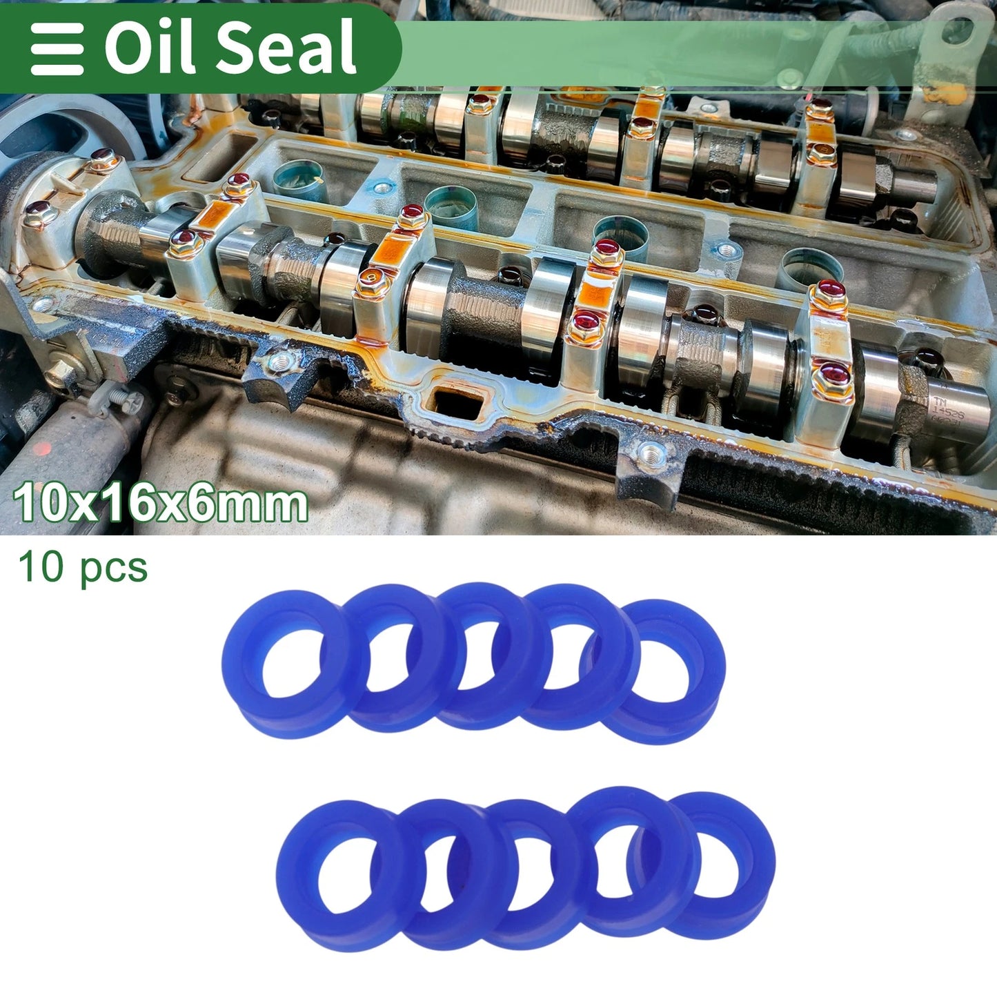 Oil Seal Rotary Shaft Seal TPU 10x16x6mm High Pressure Blue 10 Pcs