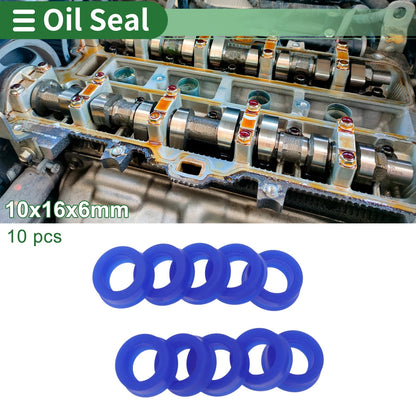 Oil Seal Rotary Shaft Seal TPU 10x16x6mm High Pressure Blue 10 Pcs