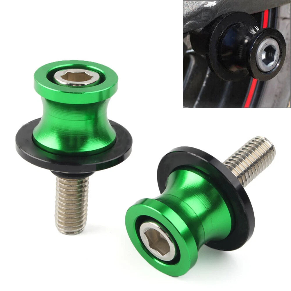10mm Swingarm Spools for KAWASAKI ZX6R (1998-2011) - Green Slider Stand