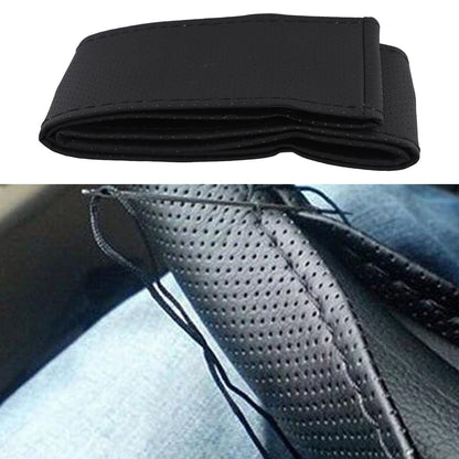 Car Steering Wheel Cover Real Leather Lace-Up Steering Wheel-Protector for AU