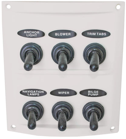 Switch Panel 6 Gang 12V/24V White Waterproof Boots for Marine Applications
