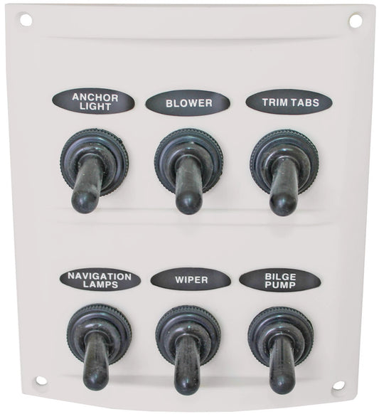 Switch Panel 6 Gang 12V/24V White Waterproof Boots for Marine Applications