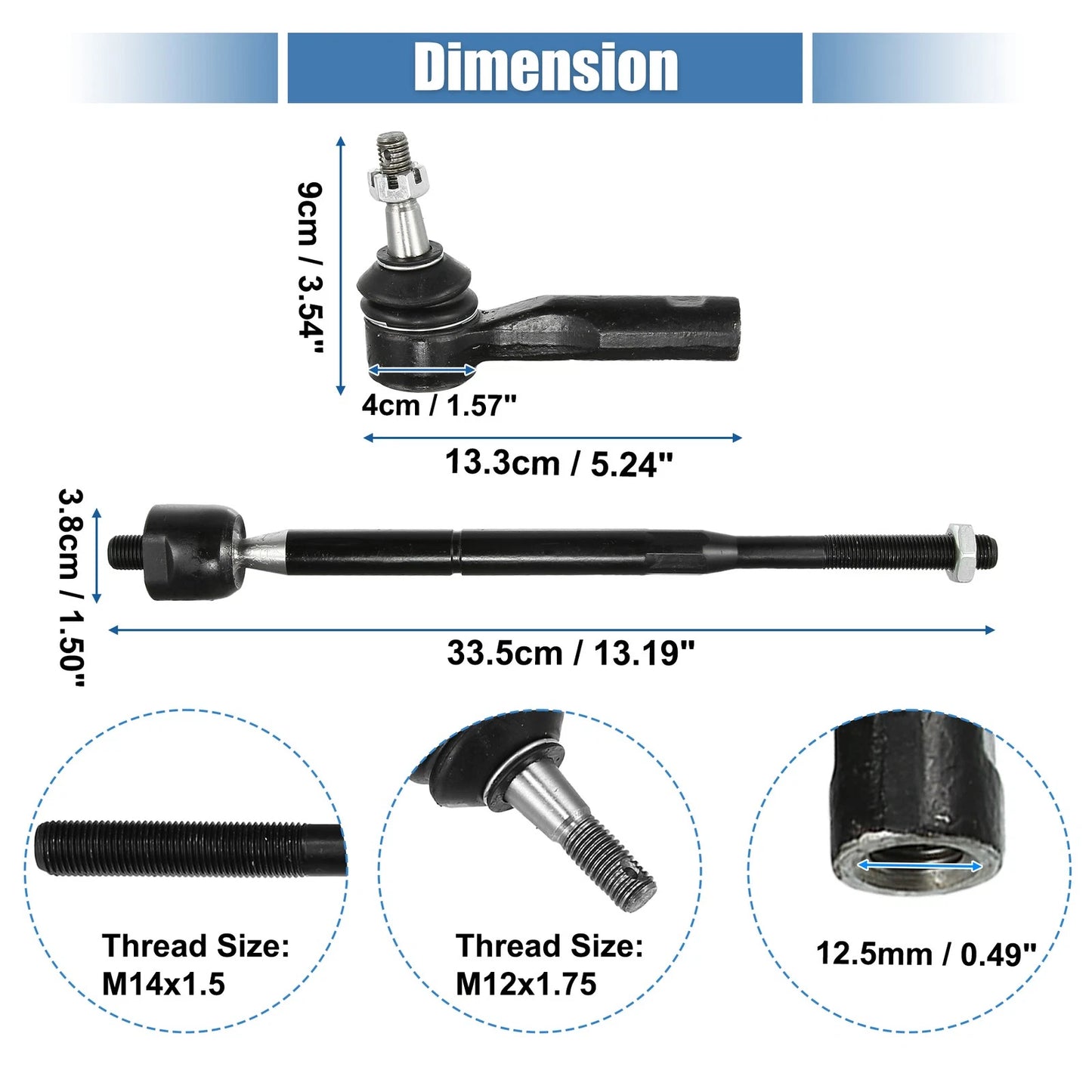 4 x Front Inner & Outer Tie Rod End for Chevrolet Pontiac