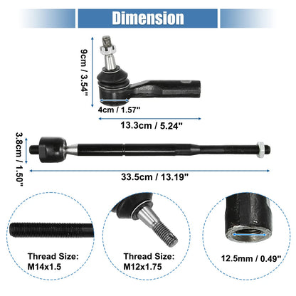 4 x Front Inner & Outer Tie Rod End for Chevrolet Pontiac