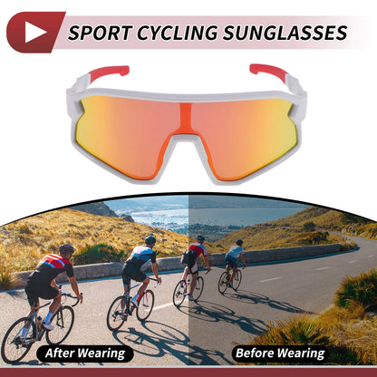 Motorcycle Riding Goggles Red Lens White Red Frame PC Tri-Acetyl Cellulos