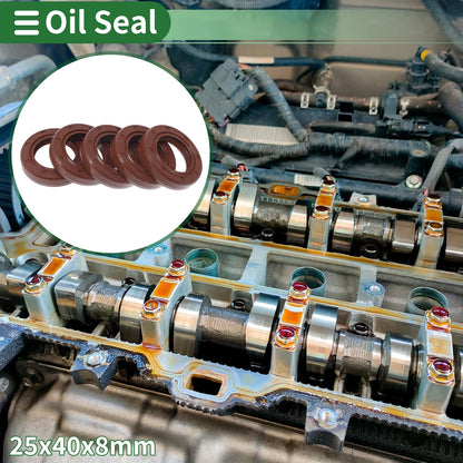Oil Seal 25x40x8mm FKM Rubber Seal Ring Rotary Shaft 5 Pcs