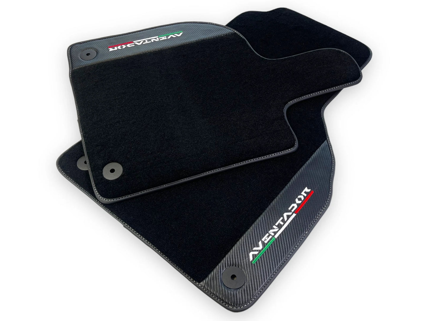 Black Floor Mats for Lamborghini Aventador 2012-2022 with Carbon Fiber Leather