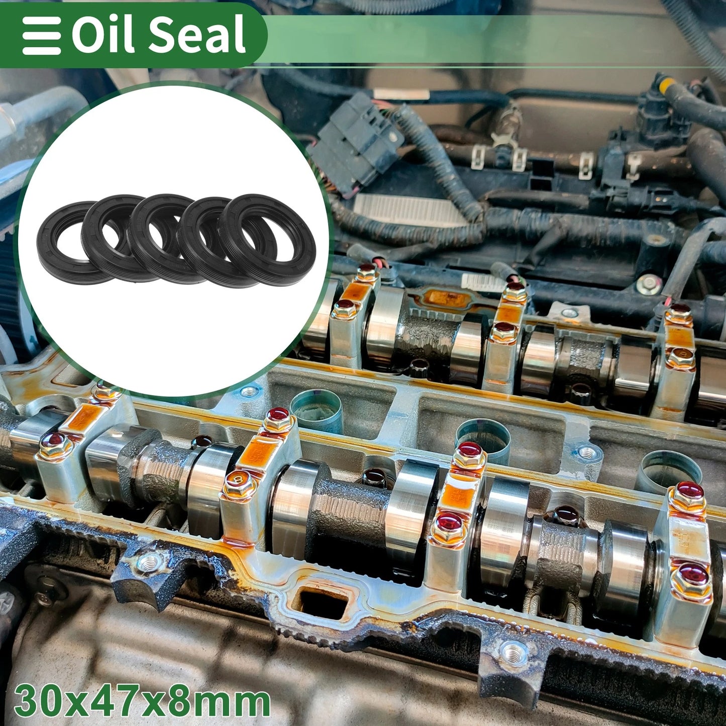 Oil Seal TG4 Lip Seal Ring Rotary Shaft Seal NBR Rubber 30x47x8mm Black 5 Pcs