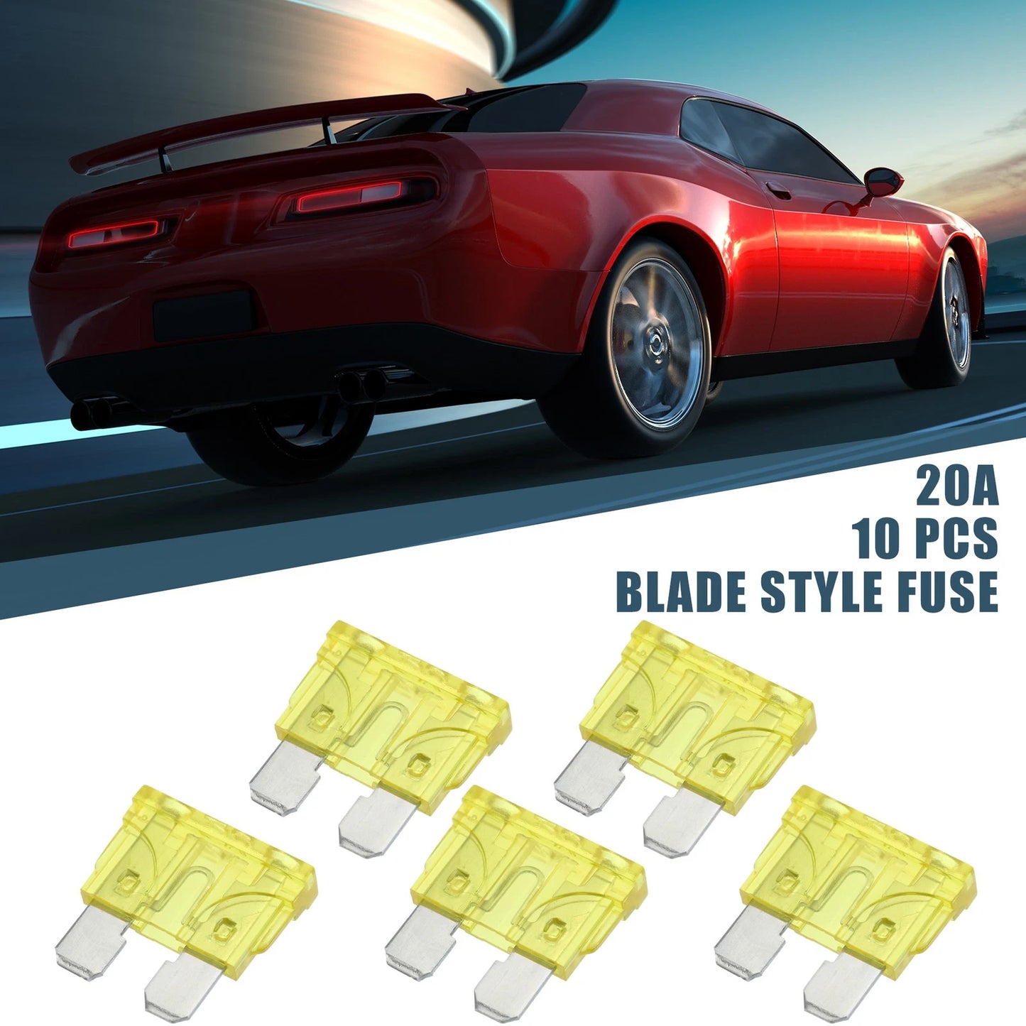 10 x Blade Style Fuses 20A for Car Boat Truck SUV Motorcycle Yellow