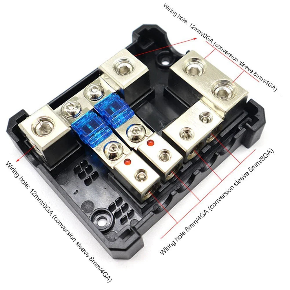 4 Way Fuse Holder Block 60A for Car/Boat Audio System Distribution