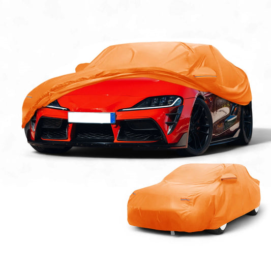 Car Cover Waterproof All Weather Orange Cotton with Zipper for Toyota Supra
