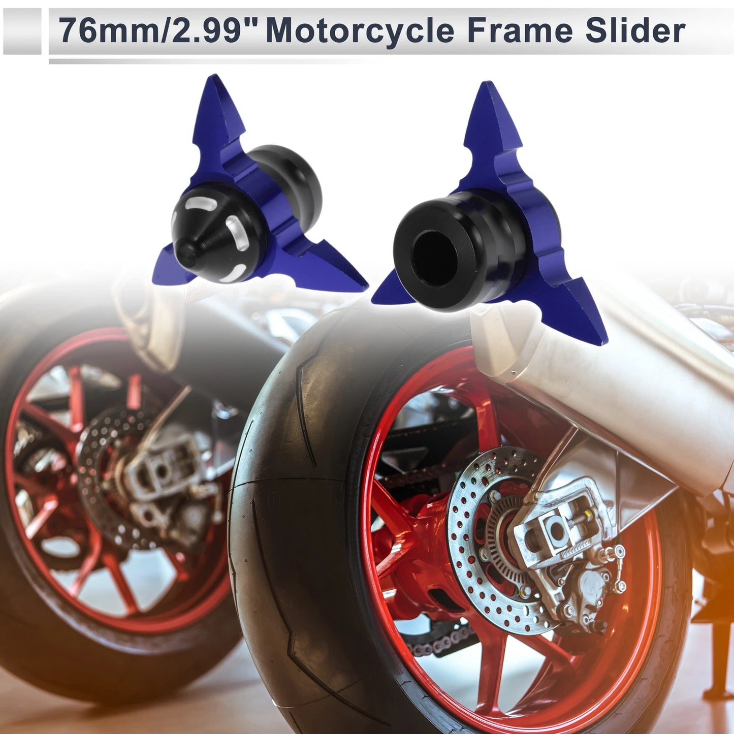 2 x 0.59" Aluminum Alloy Plastic Slider Frame Blue for Motorcycle