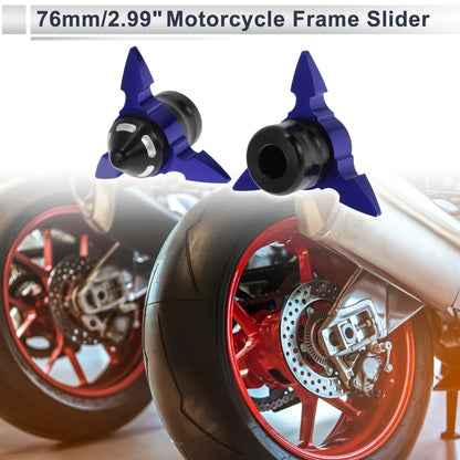 2 x 0.59" Aluminum Alloy Plastic Slider Frame Blue for Motorcycle