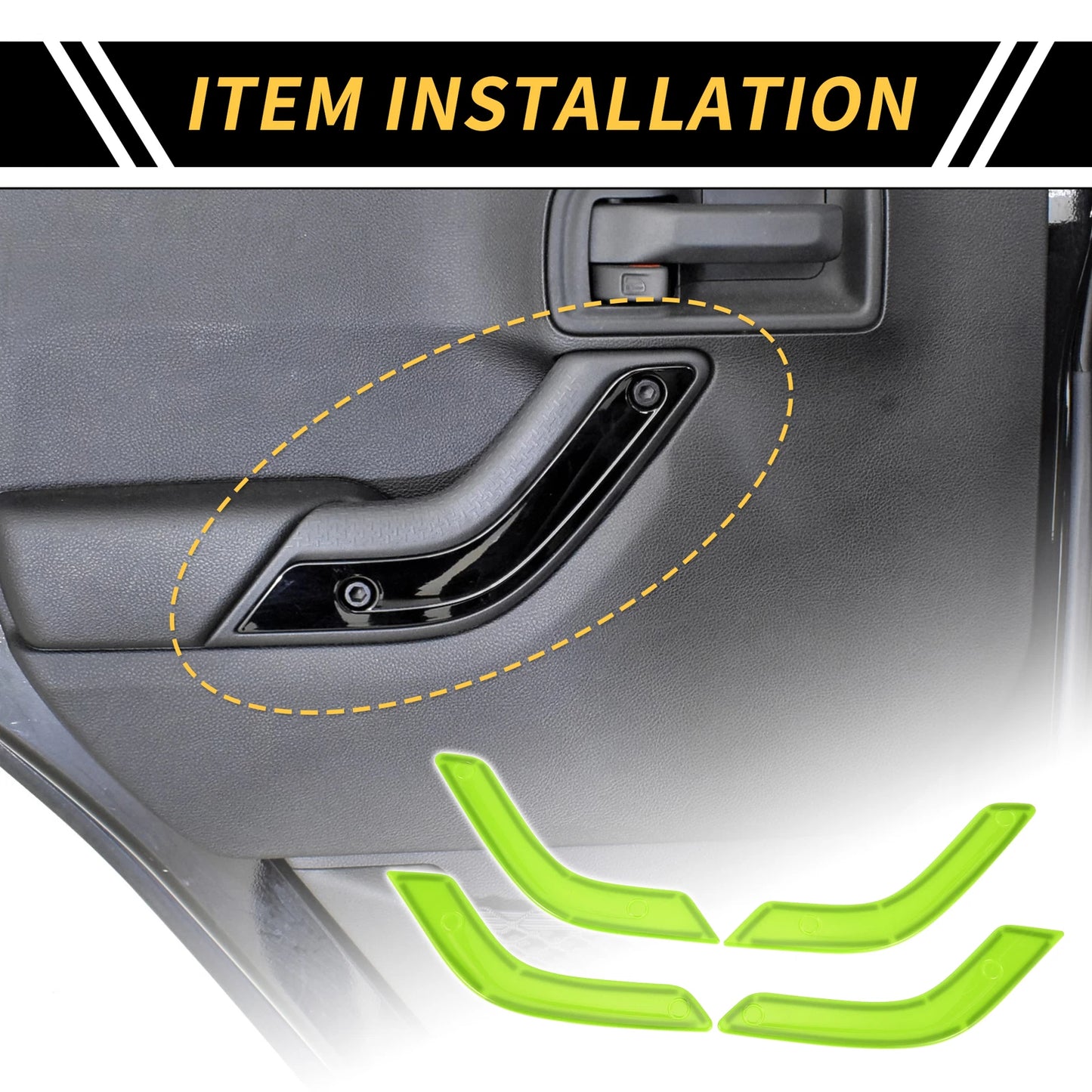 Light Green Front Rear Door Handle Bezel Cover Trims for Jeep Wrangler (2007-2018)