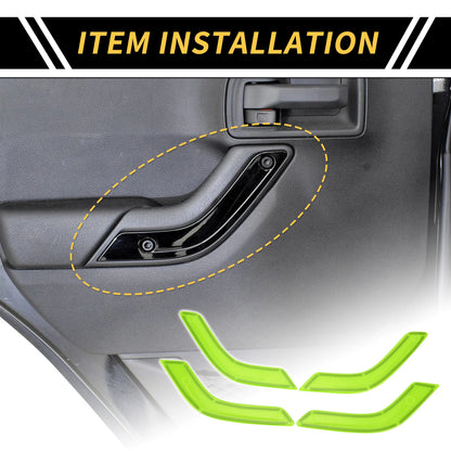 Light Green Front Rear Door Handle Bezel Cover Trims for Jeep Wrangler (2007-2018)