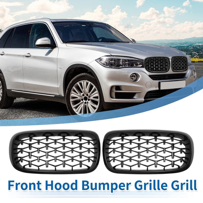 Front Hood Bumper Grille for BMW X5 F15 (2014-2016) - 1 Pair Diamond Star