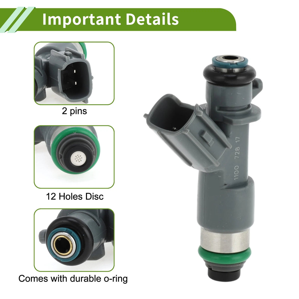 Fuel Injector 16450R70A01 for Honda Accord (2008-2017) 1 Pc Gray