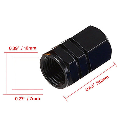 Black Aluminum Tire Valve Caps for Car & Bicycle Wheel Styling (Fits Most Models)