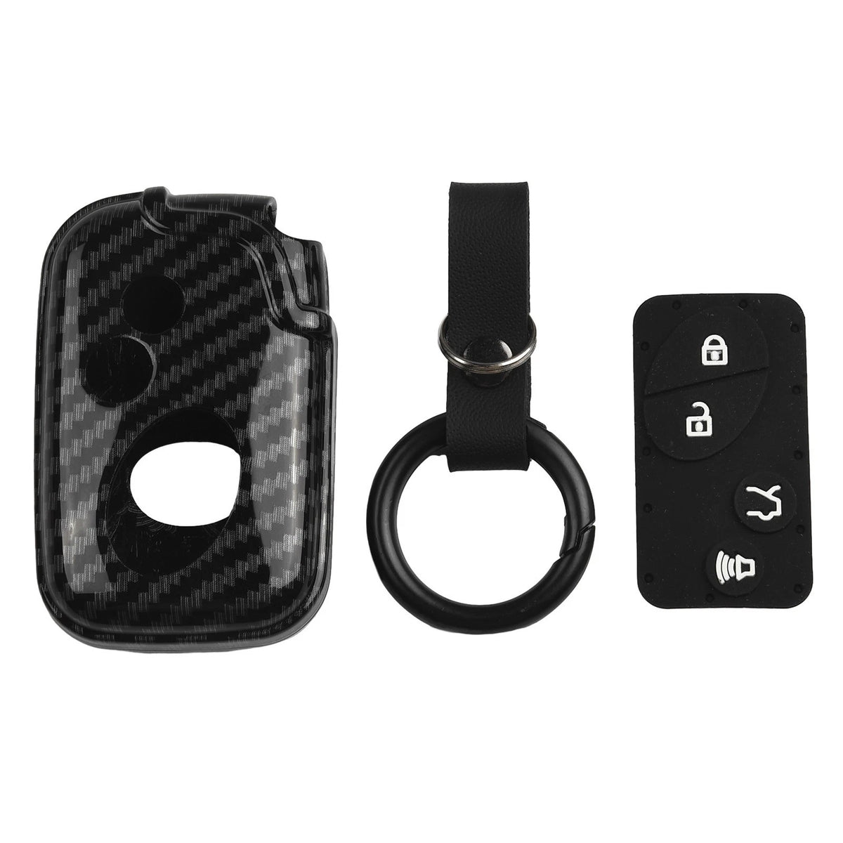 Key Cover 1 x ABS & Rubber Carbon Fiber Look for Car