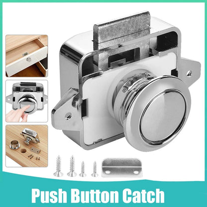 Convenient Push Button Lock for Cabinet Doors in Boats/RVs, Sleek Design