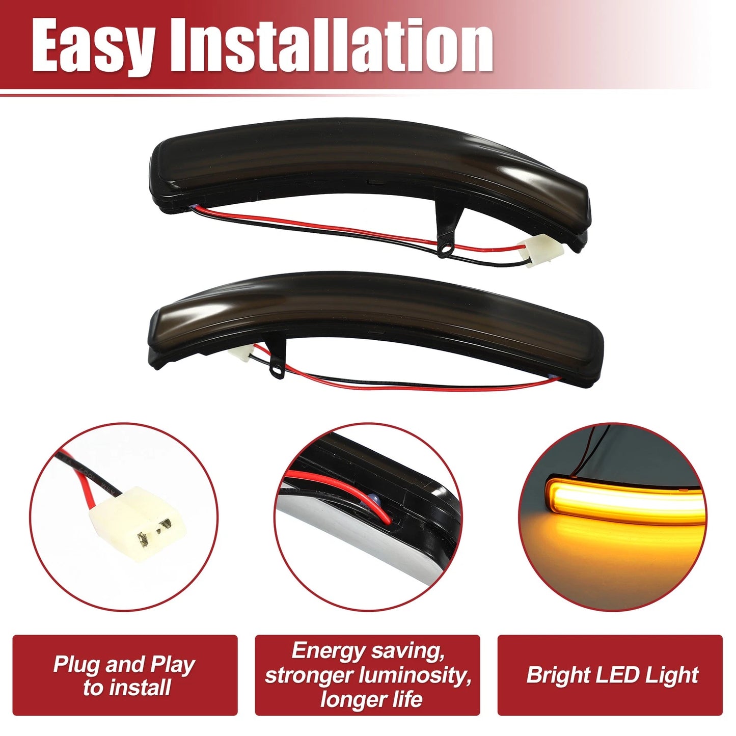 LED Front Left Right Mirror Turn Signal Lights for Ford Explorer (2011-2023)