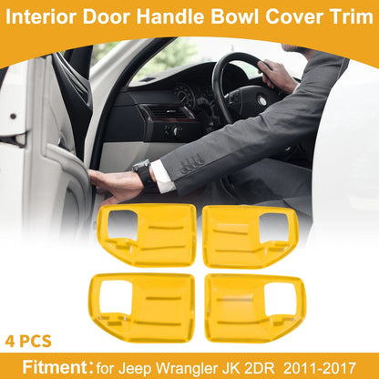 Yellow Interior Door Handle Bowl Cover Trim for Jeep Wrangler JK (2011-2017)