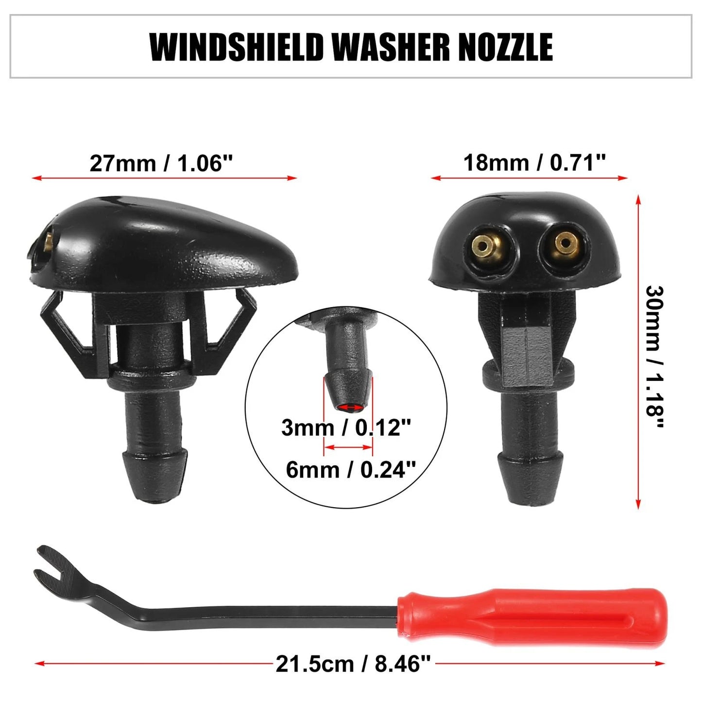3 x Front Windshield Washer Nozzles for Nissan Frontier (1998-2004)
