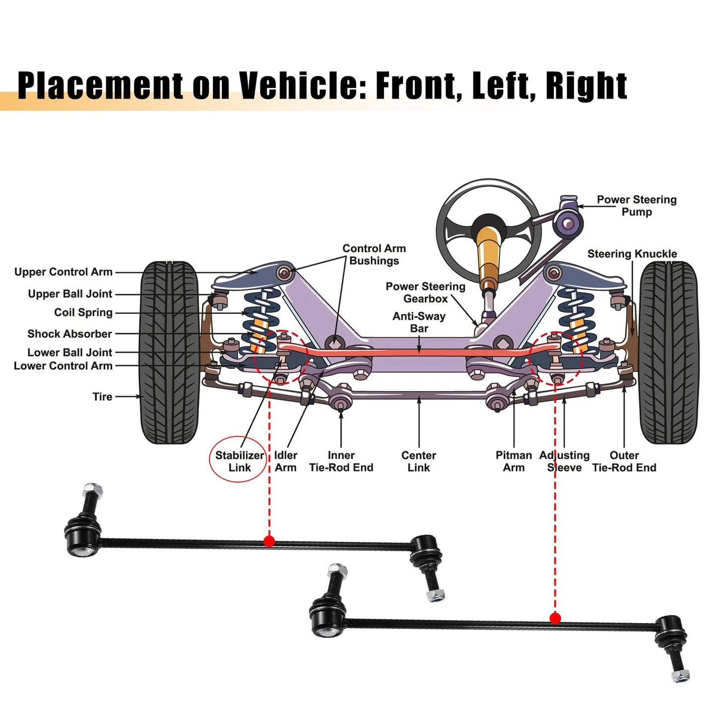 Front Rear Sway Bar Links for Land Rover