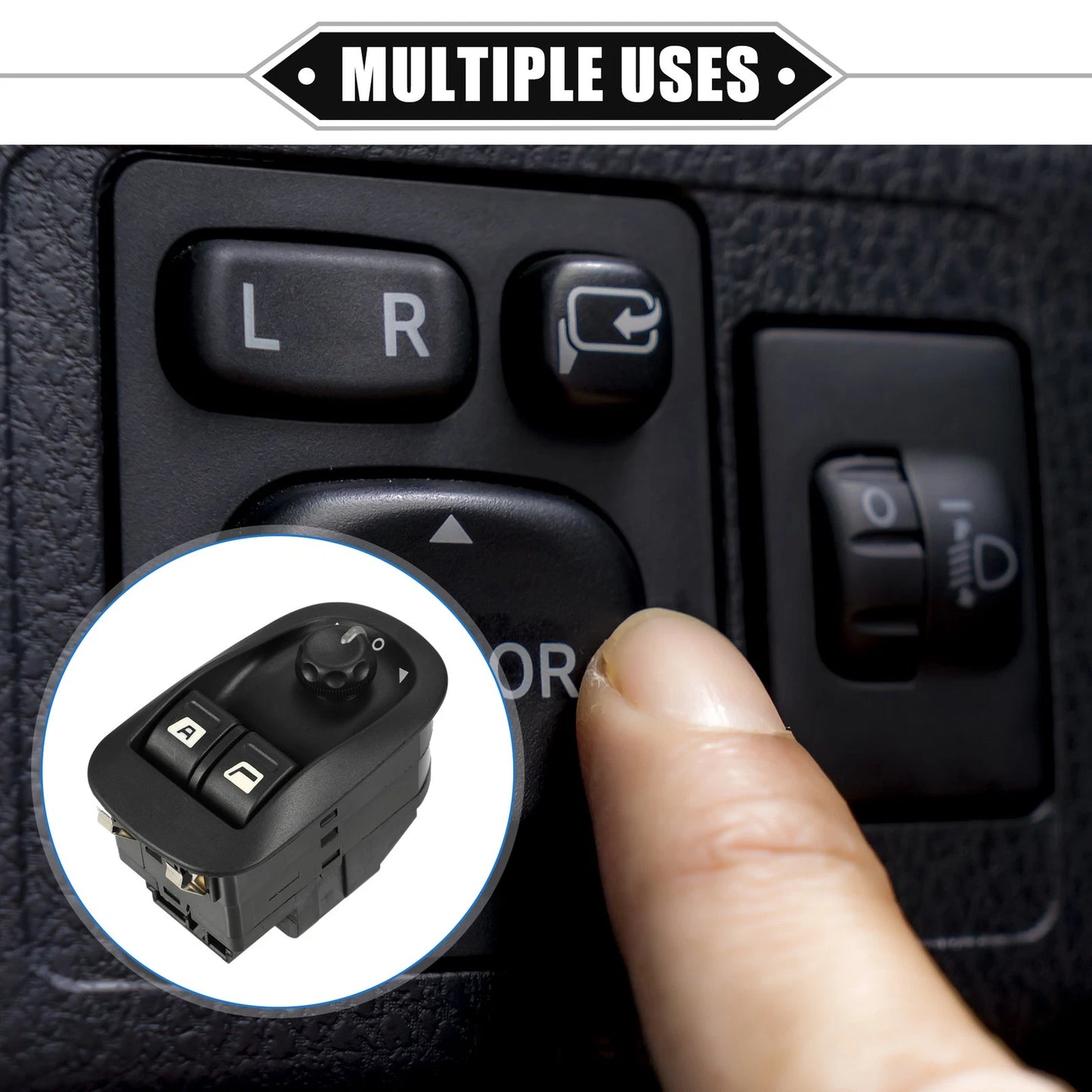 Power Mirror Control Switch for Peugeot 206 (2000-2009) Black Plastic