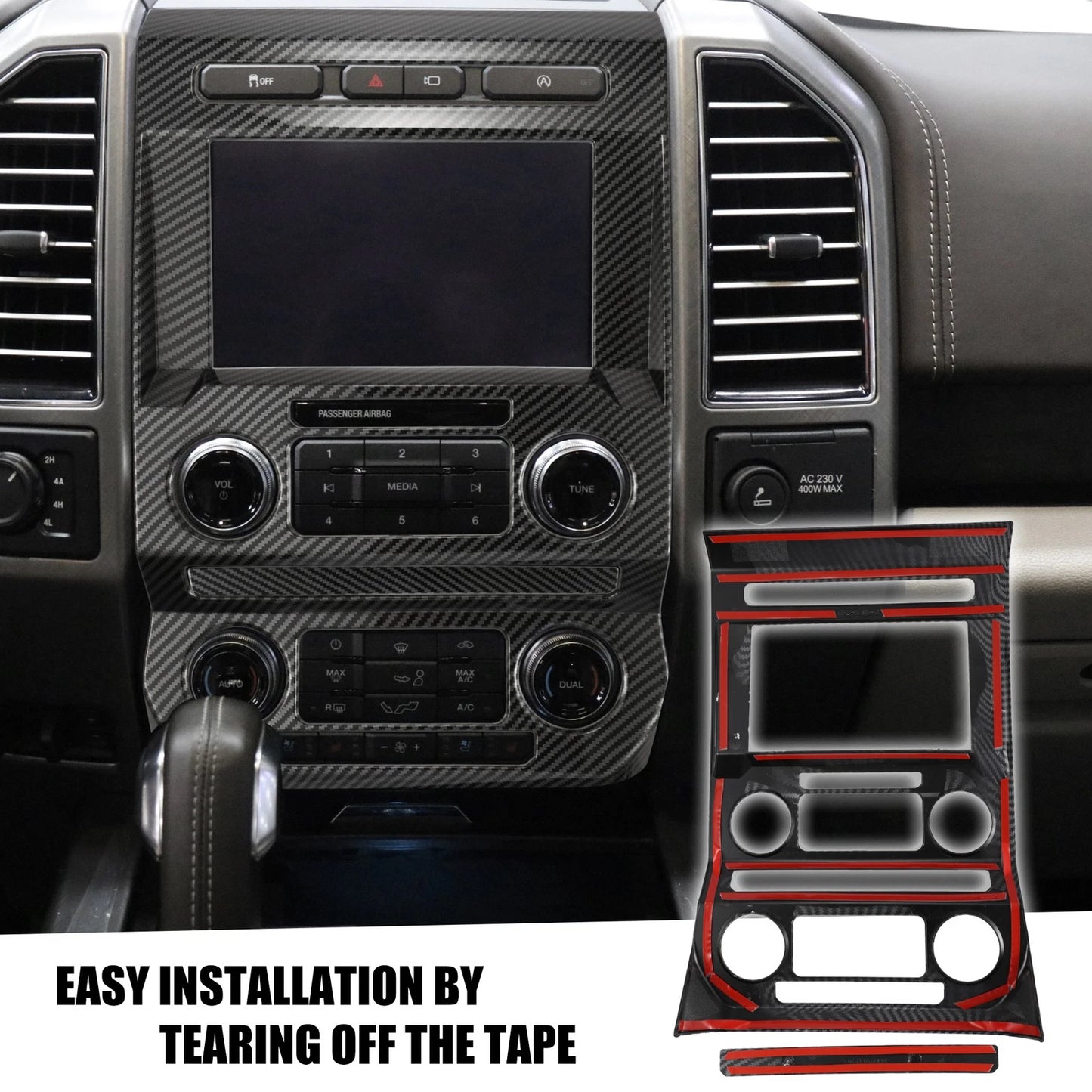 Dashboard Central Control GPS Navigation Panel Trim for Ford F150 (2015-2020)
