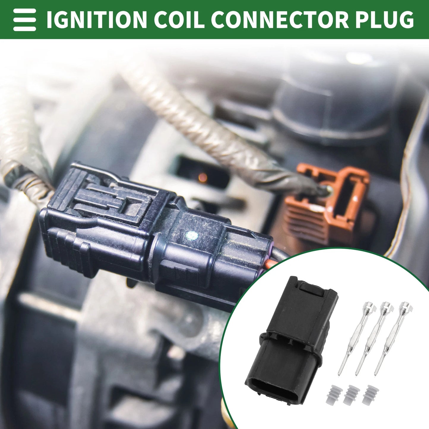 3 Pin Ignition Coil Connector Plug Male Wire Terminal for Acura