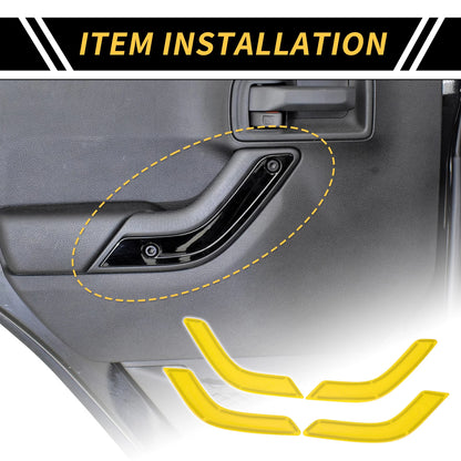 Yellow Front Rear Door Handle Panel Bezel Cover Trims for Jeep Wrangler (2007-2023)