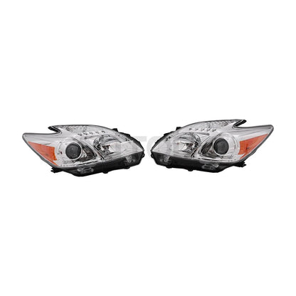 2 x Halogen Headlights Headlamps Assembly Chrome LH&RH for Toyota Prius (2010–2011)