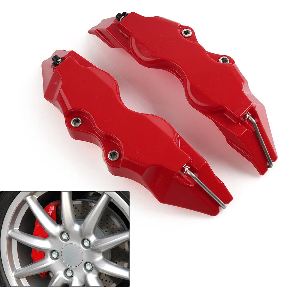 3D Style Red Disc Brake Caliper Covers Set for Universal Large Size Cars