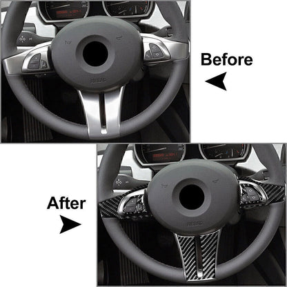 Steering Wheel Cover Trim Black Carbon Fiber for BMW Z4 (2003-2008) 5 Pcs