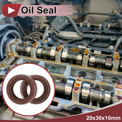 Oil Seal 2 x Seal Ring Rotary Shaft Seal FKM Rubber 20x30x10mm Brown