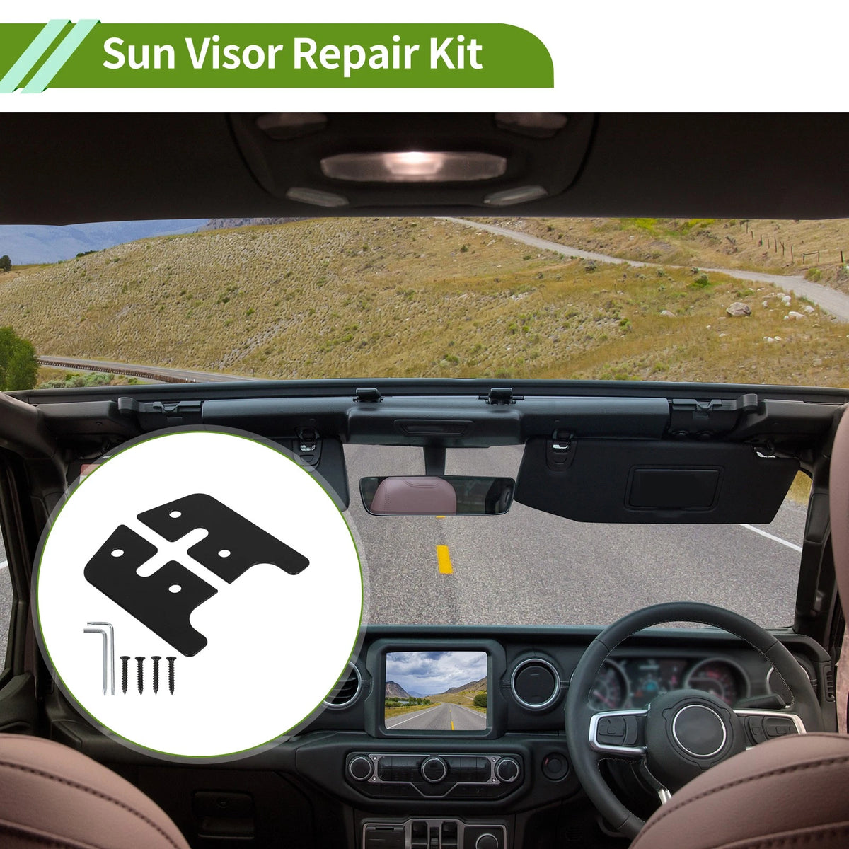Sun Visor Repair Kit  Aluminum Alloy for Jeep Wrangler (2007-2018)