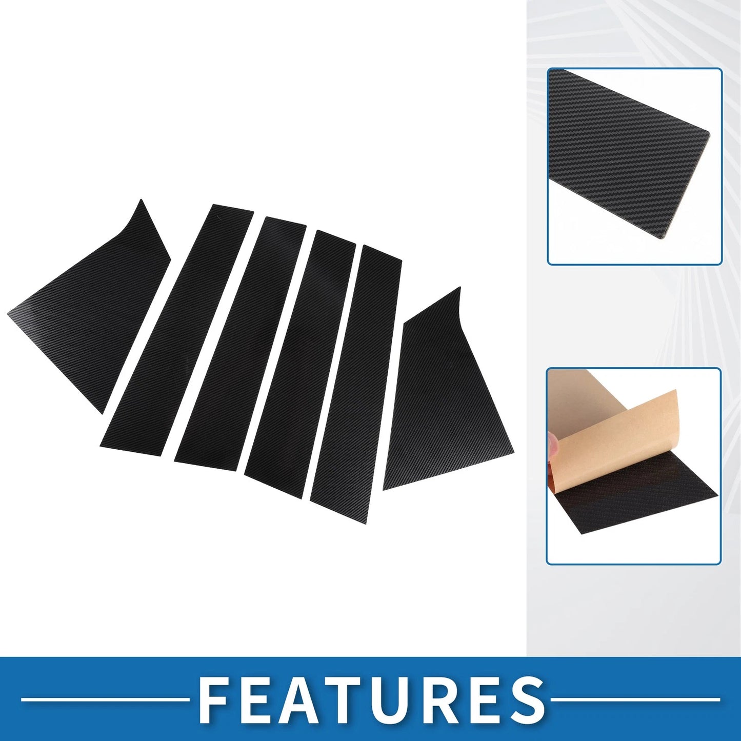 6 x Car Pillar Window Trim Cover for Chevrolet Malibu (2016-2023) BlackCarbon
