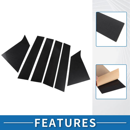6 x Car Pillar Window Trim Cover for Chevrolet Malibu (2016-2023) BlackCarbon