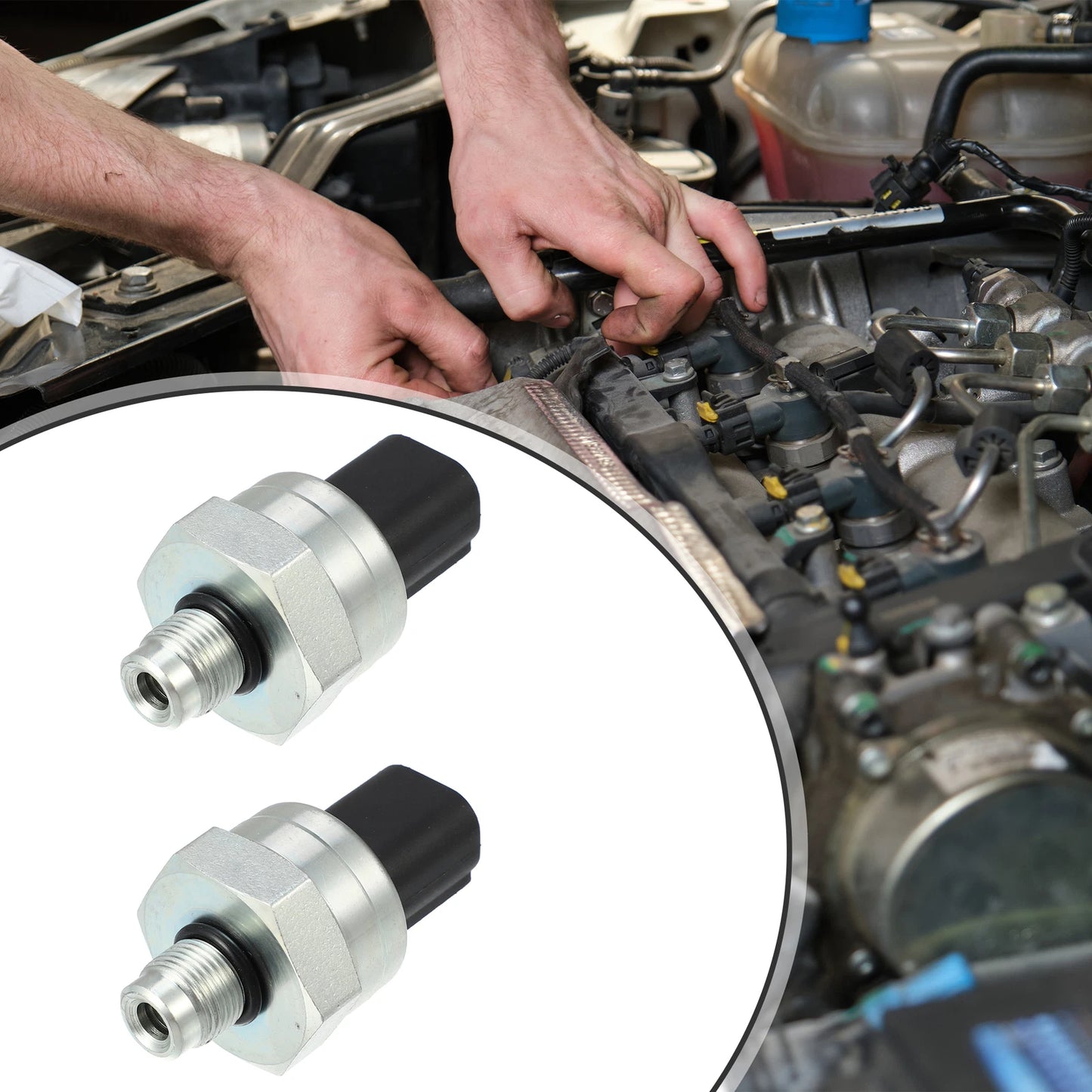 Engine Oil Pressure Sensor for BMW M3 (2007-2013) - 2 x Metal Black Silver Tone