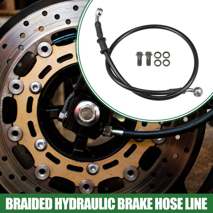 Brake Line / 70cm / Braided Hydraulic Oil Hose Black Silver Tone for Motorcycle