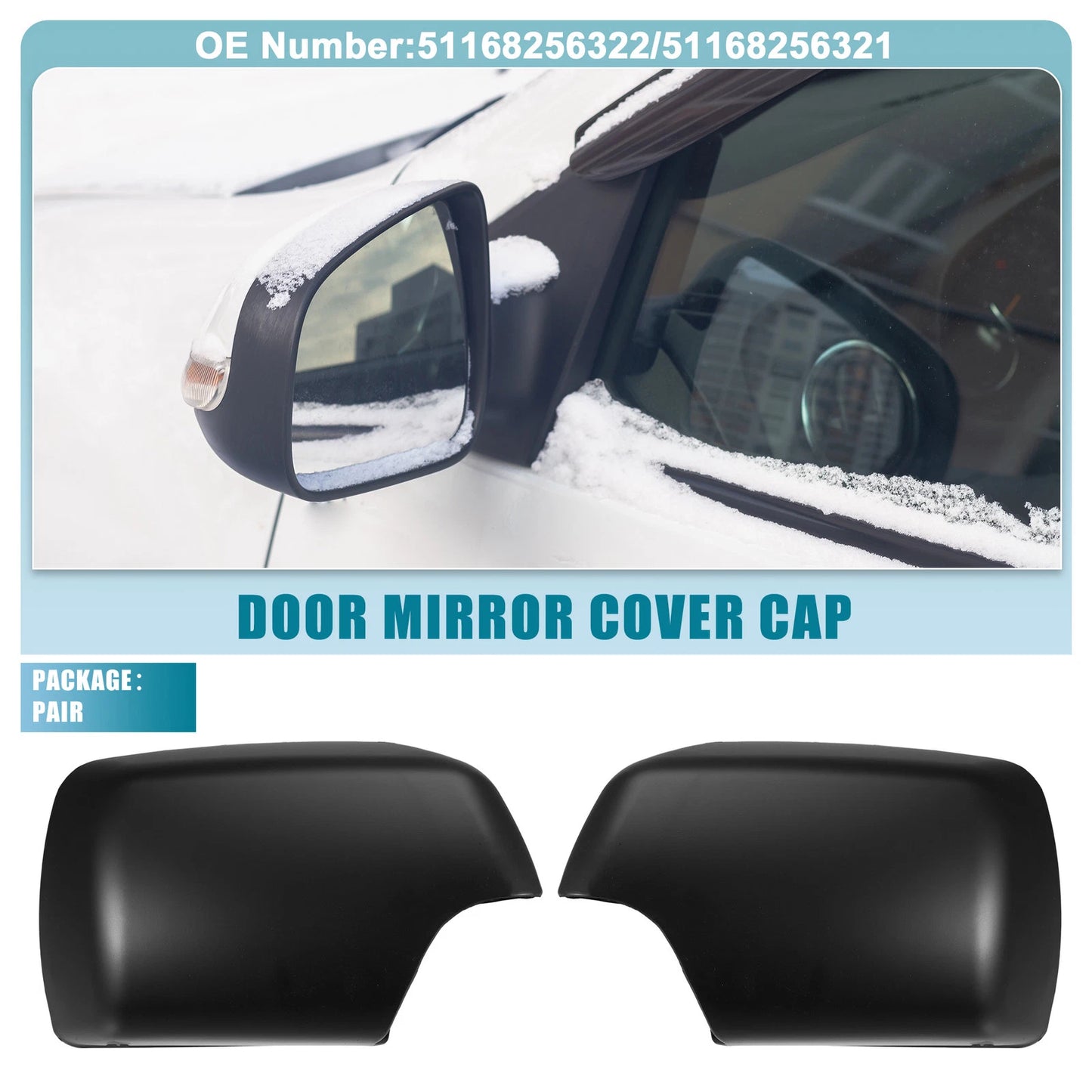 Rearview Mirror Cover Caps  for BMW X5 (2000-2006) Black