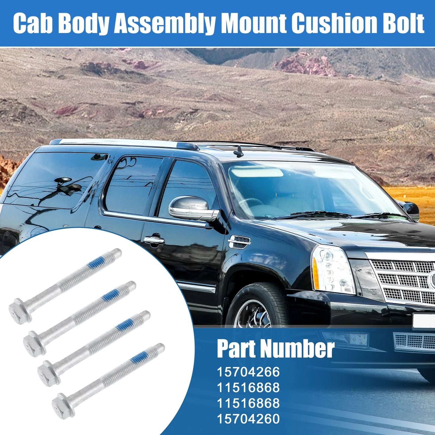 4x Cab Body Assembly Mount Cushion Bolt for Cadillac