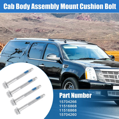 4x Cab Body Assembly Mount Cushion Bolt for Cadillac