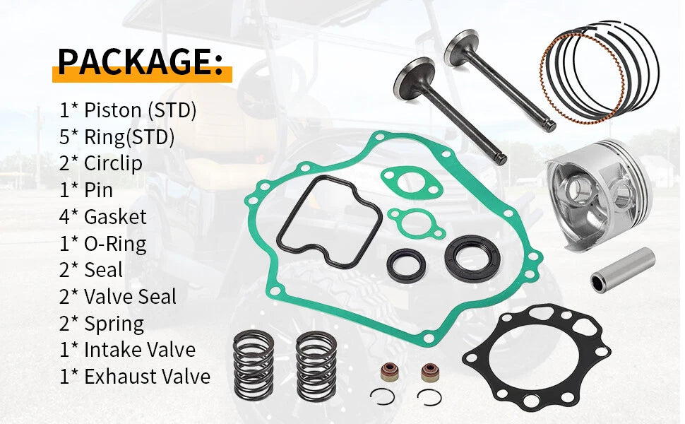 Engine Rebuild Kit Piston Gasket Valve for Club Car FE290 Golf Cart