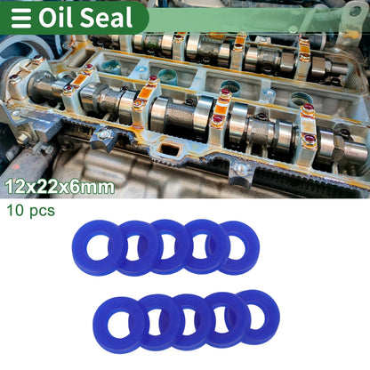 Oil Seal Rotary Shaft Seal TPU 12x22x6mm Blue 10 Pcs