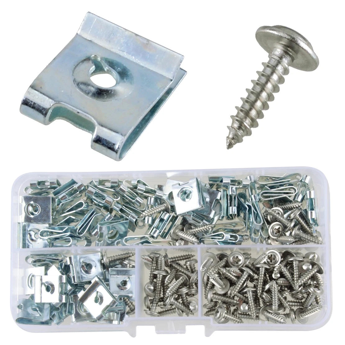 200 Pcs U Nuts Self Tapping Screws Clips Fasteners