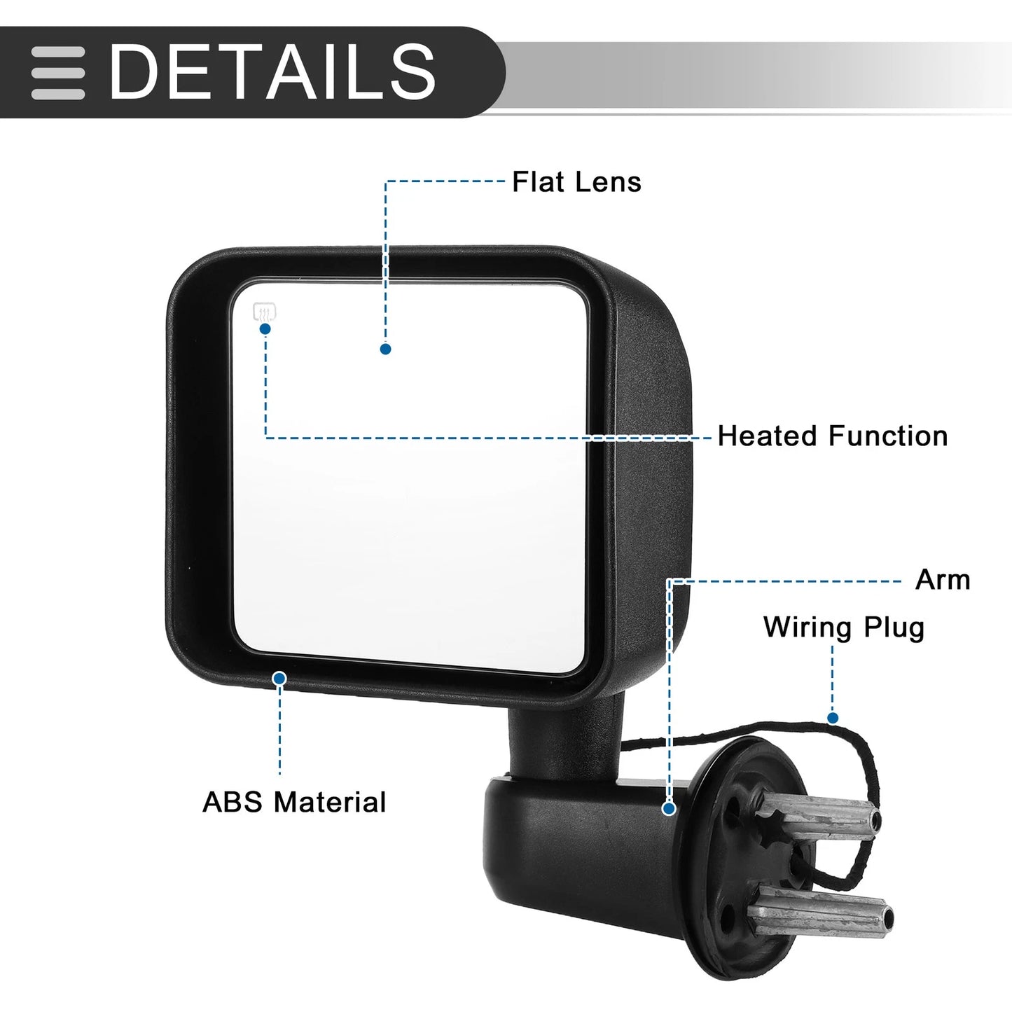 Side View Mirrors Replacement for Jeep Wrangler (2011-2013) 1 Set